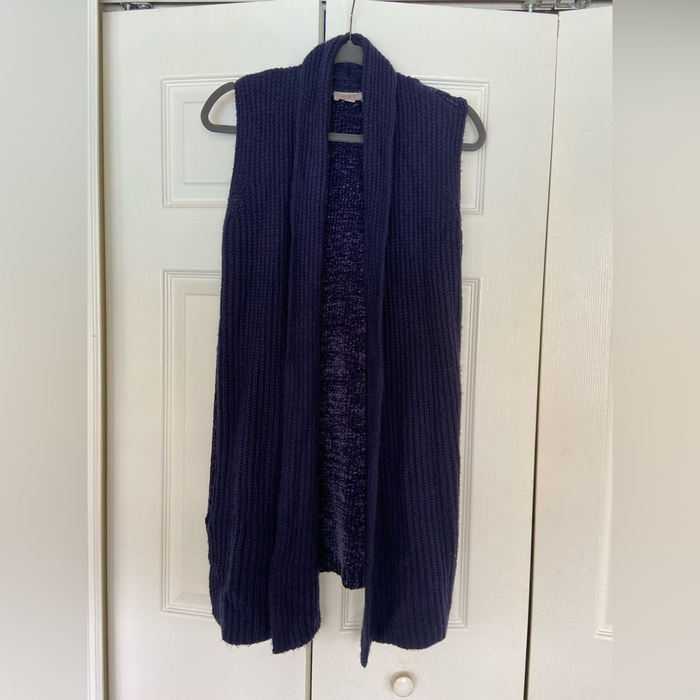 LOFT Outlet Women's Sleeveless Open Front Cardigan Navy Blue Size S